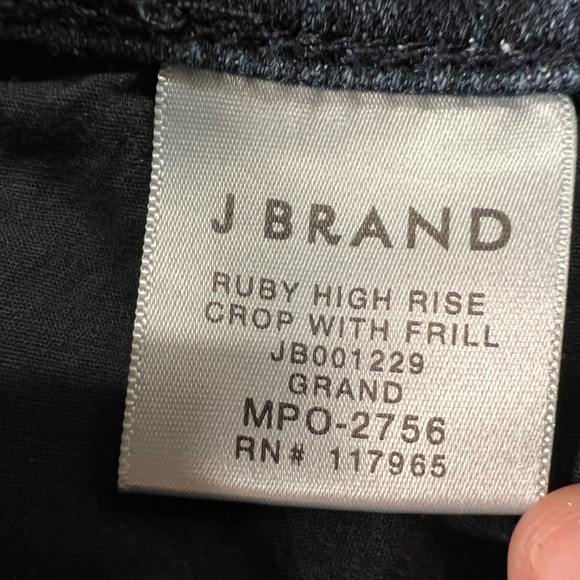 Womens jeans 25 dark blue Jo lo brand ruby crop flare hem flourish high rise - Picture 12 of 14